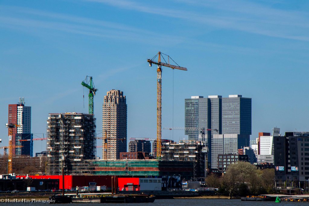 Urban skyline development and construction cranes in Rotterdam - 鹿特丹城市天際線與建築工程 - Architectural Photography by Hsu Hao Han